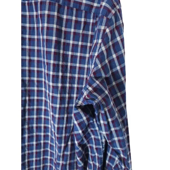 J.Crew Men’s XL Heathered Blue/Red Plaid Long-Sleeve Cotton Shirt - Picture 7 of 10